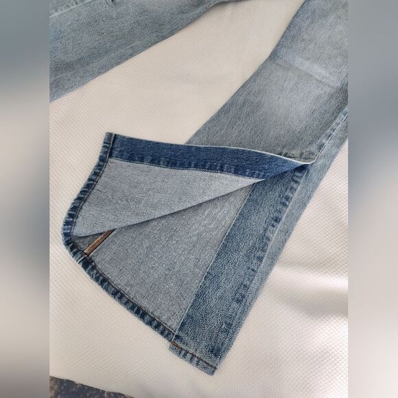 Levi's RIBCAGE Split Flare Classic Blue Denim Jeans - Picture 13 of 14